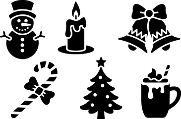 Black and White Christmas Icon Set