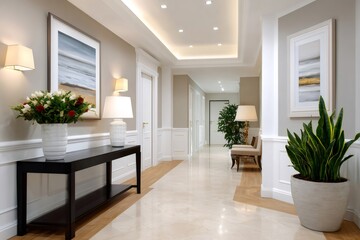 Fototapeta premium Elegant hallway interior decorating with modern home design