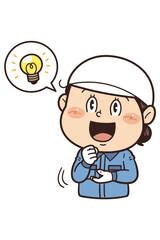工場で働く作業員が『なるほど』のジェスチャーをしているイラスト｜不安全行動・不安全状態・労働災害