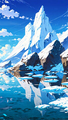 snowy landscape background with snow ice mountains