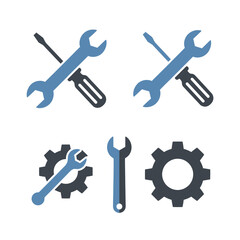 Tools and gears flat design icons