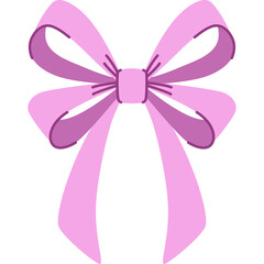 A Decorative Pink Bow Tied With Two Loops And Two Dangling Tails Centered Against A White Background