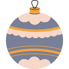 A Grey And Orange Christmas Ornament With A Cream Cloud Pattern On A Transparent Background Suitable For Holiday Designs
