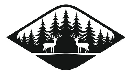 Deer in Forest Silhouette