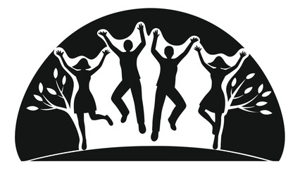 People Celebrating Under an Arch