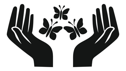 Caring Hands with Butterflies