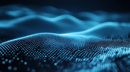 Biometric waveform tracing across a translucent screen with powder blue to silver gradient, symbolizing technology, data, identity, precision, and futuristic innovation.