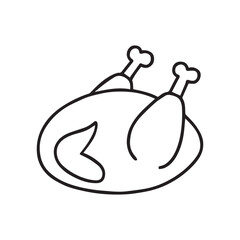 Cooked Chicken Outline Vector