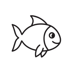 Cute Fish Outline Vector Icon