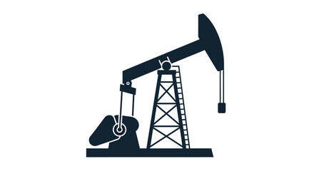 An isolated silhouette icon of an oil pump jack, symbolizing the petroleum industry and fossil fuel energy production