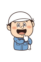 Obraz premium 工場で働く作業員『ばっちり！』のジェスチャーをしているイラスト｜不安全行動・不安全状態・労働災害