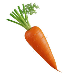 3d realistic carrot with green stems fresh produce object