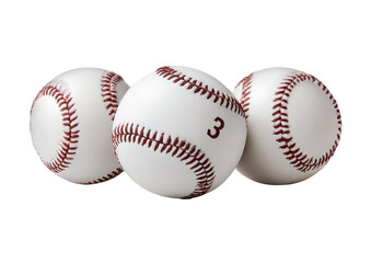 Three baseballs against a black background