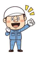 工場や現場で働く作業員が拳を握ってやる気を出しているイラスト｜不安全行動・不安全状態・労働災害