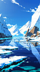 snowy landscape background with snow ice mountains