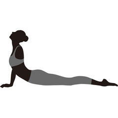 Silhouette Of A Woman In A Cobra Yoga Pose On A White Background Wearing A Sports Bra And Leggings