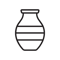 Simple Line Art Clay Pot Vector Illustration