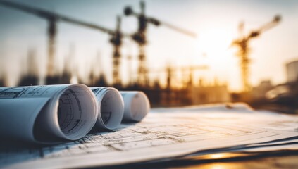 Construction blueprints at sunset (3)