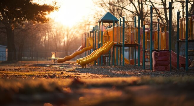 Colorful playground at sunset - Powered by Adobe