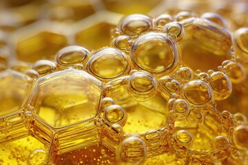 Honeycomb pattern of golden bubbles