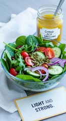 Fresh Salad of Vegetables with Citrus Zest Dressing in a Bowl