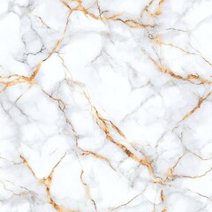 Elegant white marble texture with golden veins on a seamless background.