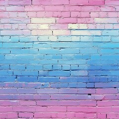 Vibrant gradient brick wall in shades of pink and blue, white isolate background.