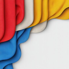 Colorful fabric folds with vibrant hues on a white isolated background.