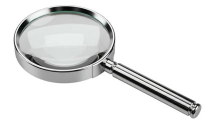 Magnifying Glass with Silver Frame on Black Surface for Investigation or Research