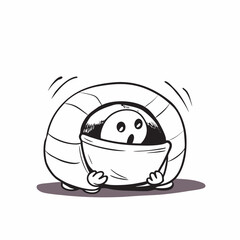 Cartoon pill bug with a surprised expression