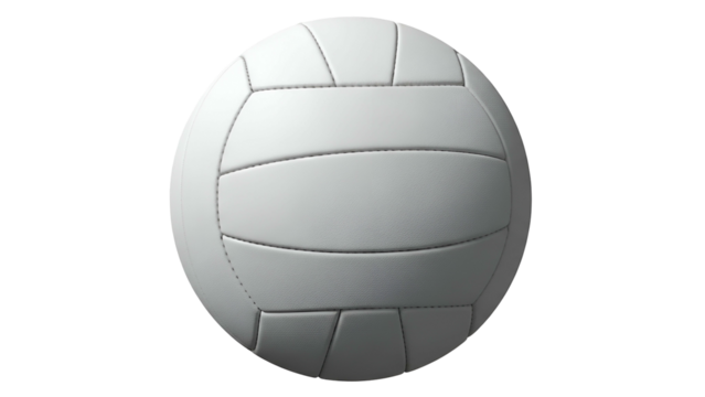 White Volleyball Ball on Transparent Background with Dramatic Lighting for Sports and Recreation Content