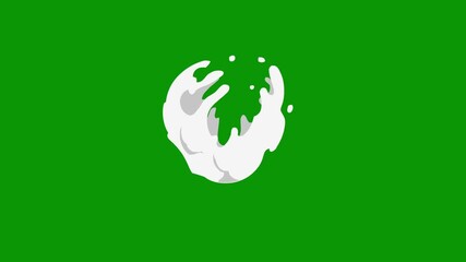 Cartoon liquid explosion, water splash burst, flash FX shine smoke, comic energy fluid spark, 2D smoke effects, hand drawn shape FX animation on green screen background. - Powered by Adobe