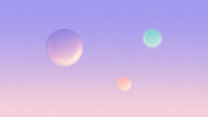Abstract ethereal gradient background with soft pastel colors and floating translucent orbs creating a dreamy and serene atmosphere for digital art and design