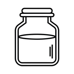 Obraz premium Vector line icon of a chemical jar. Outline icon of a vector chemical bottle.