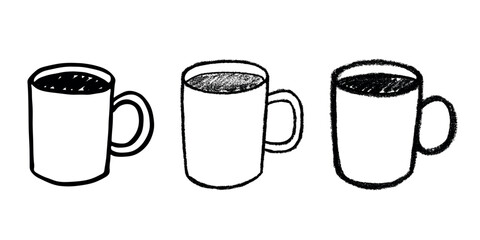 Set of cute hand drawn cup of tea or coffee Simple mug clipart Cozy home doodle Single element for design