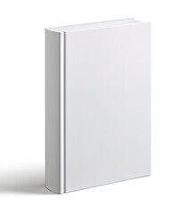 A minimalist, high-quality mockup of a standing hardcover book with a blank white cover and visible spine. The clean, simple background accentuates the book&rsquo;s modern design, making it suitable for sho