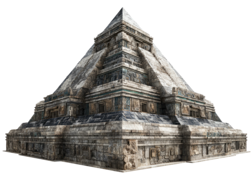 Tiered stone pyramid with geometric details