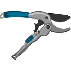 Silver Garden Shears With Blue Grip On A Transparent Background