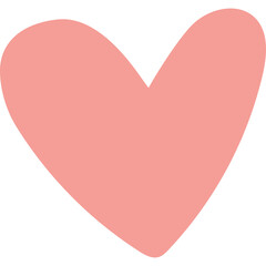 A Single Pink Heart Shape Isolated on a Transparent Background Representing Love and Affection with a Hand Drawn Style