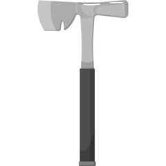 Silver Axe Hammer Tool With Dark Handle On Transparent Background For Construction Or Lumberjack Use
