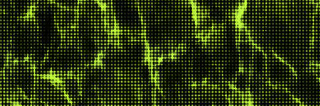 Grunge halftone overlay background with smoke or fire motion texture. Acid green color y2k aesthetics. Vector backdrop design template and creative projects