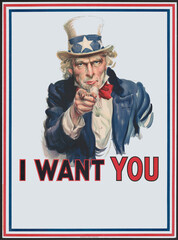 Uncle Sam wants you. You specify the reason. Created from public domain image. 