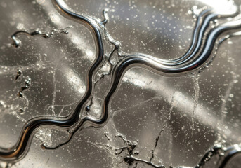 Abstract textured metallic surface with organic flowing lines and subtle color gradients