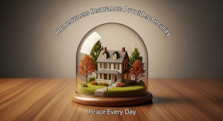 A miniature house under a glass dome representing home insurance