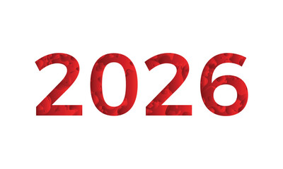 Vibrant Red 2026 Numerals with Textured Fill — Festive design for upcoming celebration