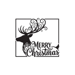 merry christmas reindeer black vector graphic design and cut file
