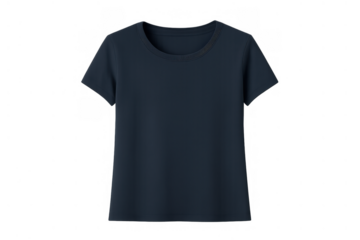 Dark blue plain short sleeve t-shirt, empty template for graphic content. Clothing presenting mockup with transparent background