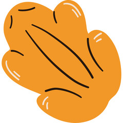 A Whimsical Orange Frog Illustration With Black Outline And White Accents On A Transparent Background