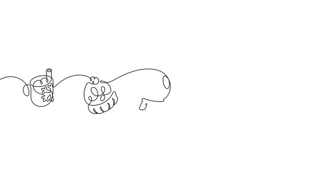 hello winter one line icon greeting thin line illustration 4k animated