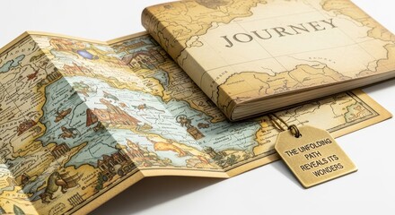 A vintage journal and map ready for exploring the world